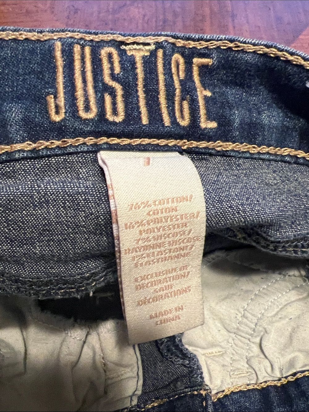 Justice Dark Blue Distressed Cropped Jeans - Picture 3 of 3